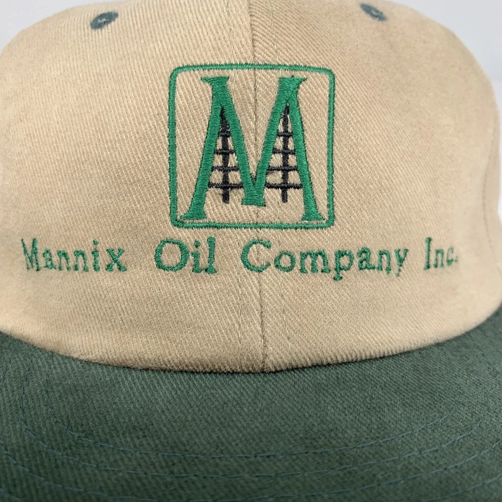 Mannix Oil Company Inc Hat Tan Green Adjustable Snapback Cap Factory